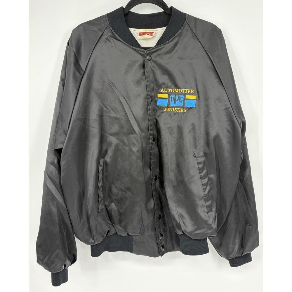 Vintage Hartwell Satin Racing Bomber Jacket XL 46-48 PPG Automotive Finishes